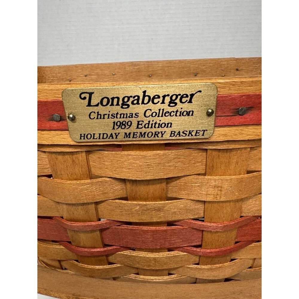 Vintage Longaberger Christmas Collection 1989 Edition Red Holiday Memory Basket